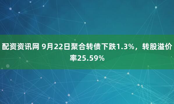 配资资讯网 9月22日聚合转债下跌1.3%，转股溢价率25.59%